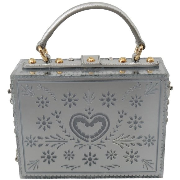 Dolce & Gabbana- Silver Floral Padlock Bag - Picture 2 of 6
